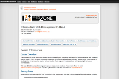 Intermediate Web Development course Website
