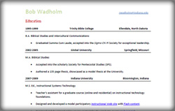 Bob Wadholm’s resume